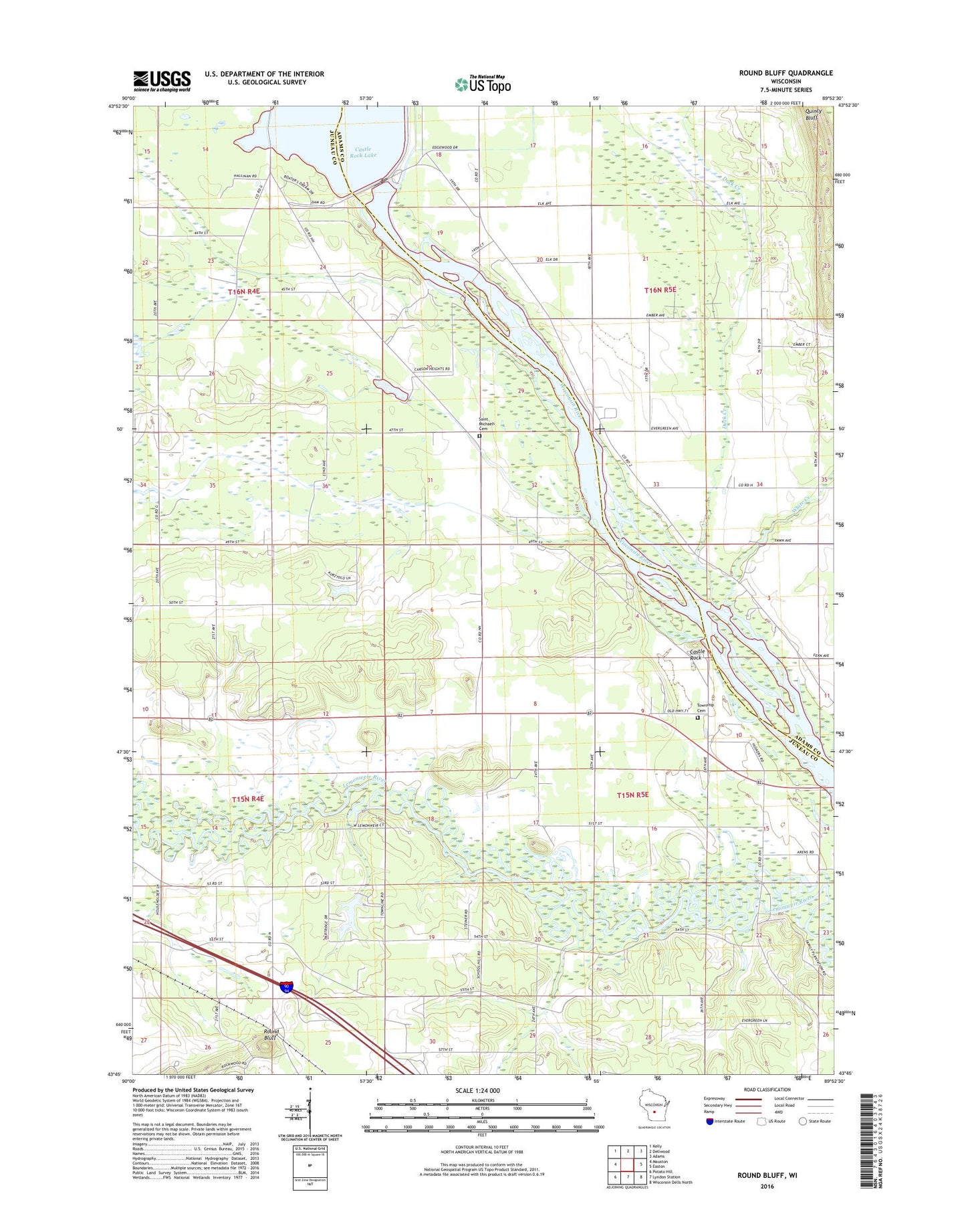 Round Bluff Wisconsin US Topo Map Image