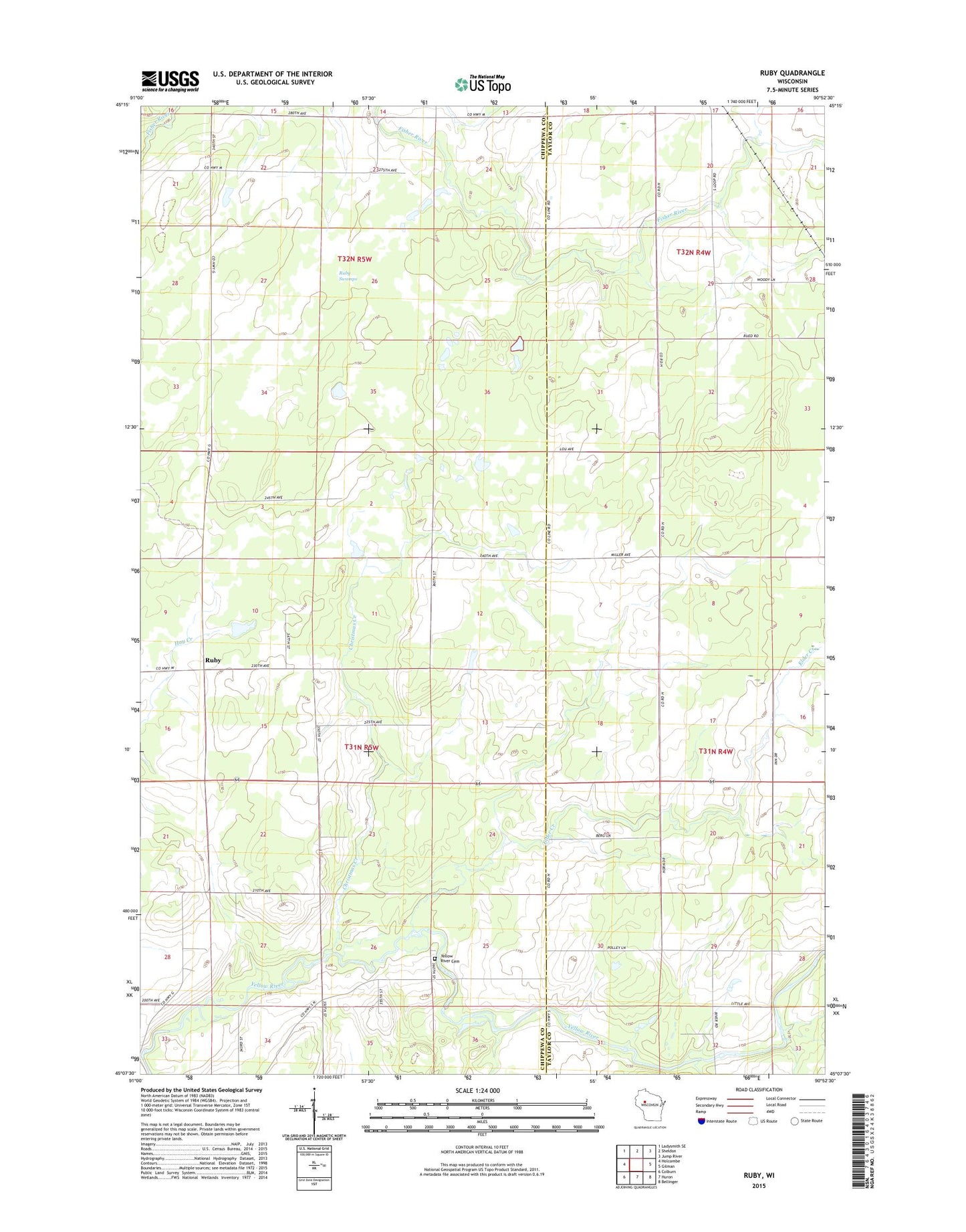 Ruby Wisconsin US Topo Map Image