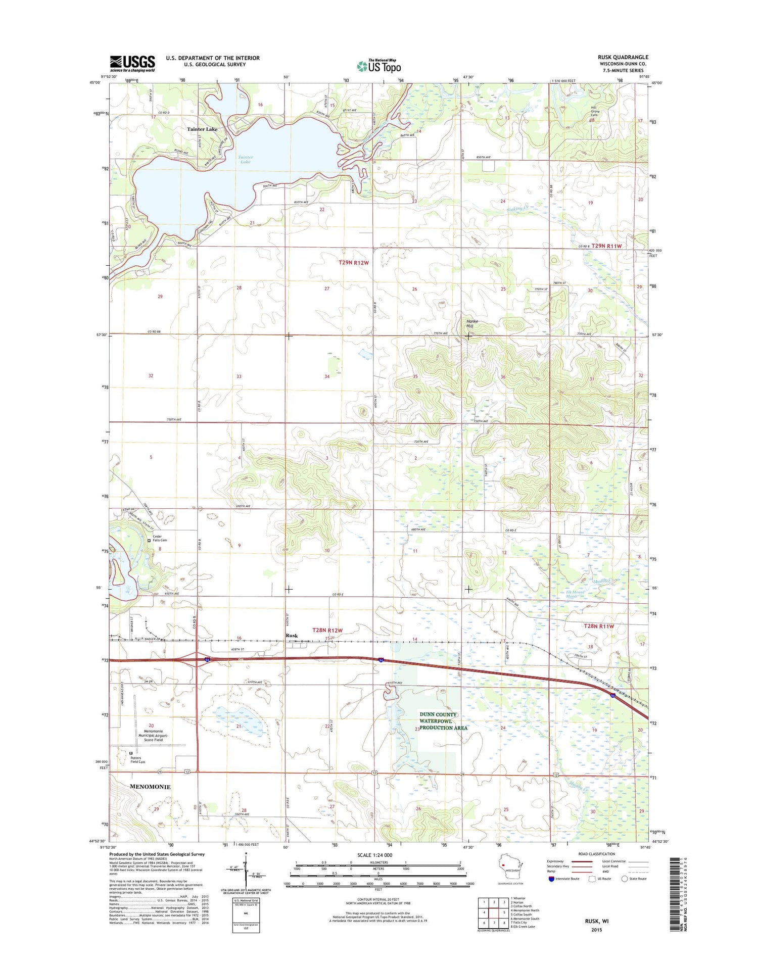 Rusk Wisconsin US Topo Map Image