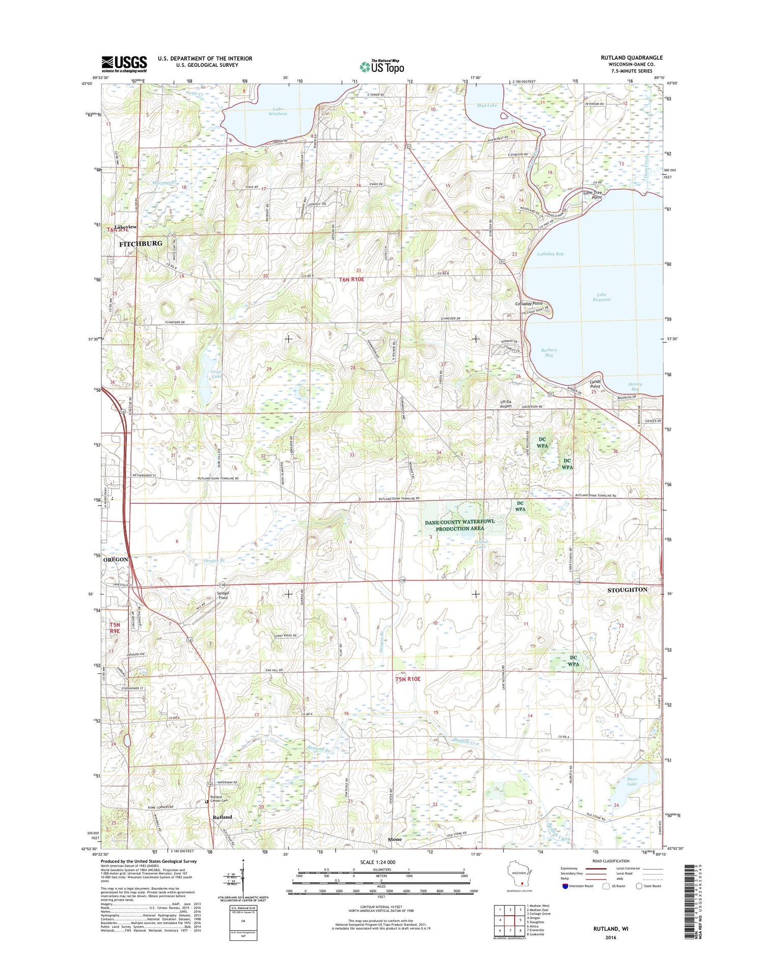 Rutland Wisconsin US Topo Map Image