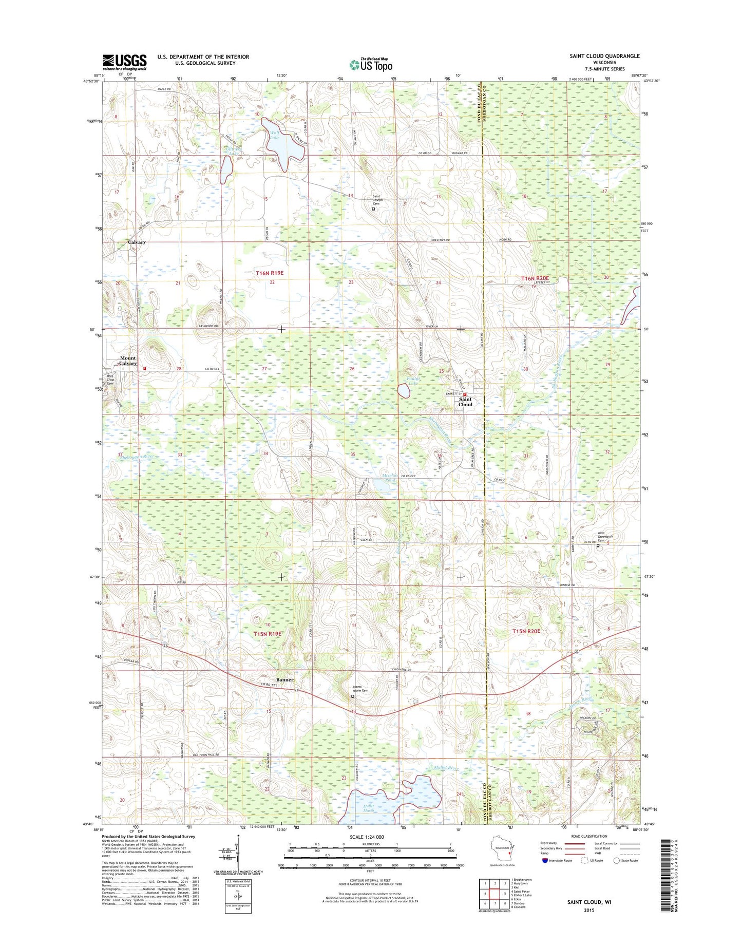 Saint Cloud Wisconsin US Topo Map Image