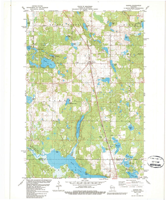 Classic USGS Sarona Wisconsin 7.5'x7.5' Topo Map Image