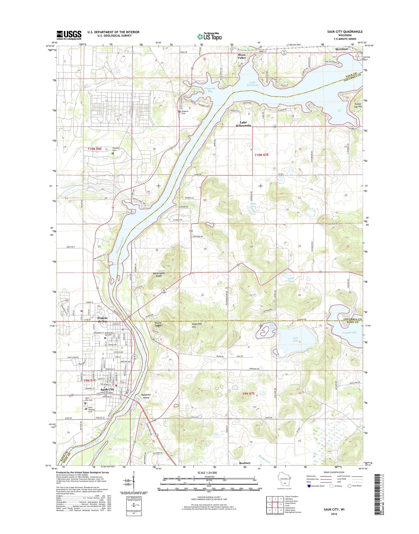 Sauk City Wisconsin US Topo Map Image