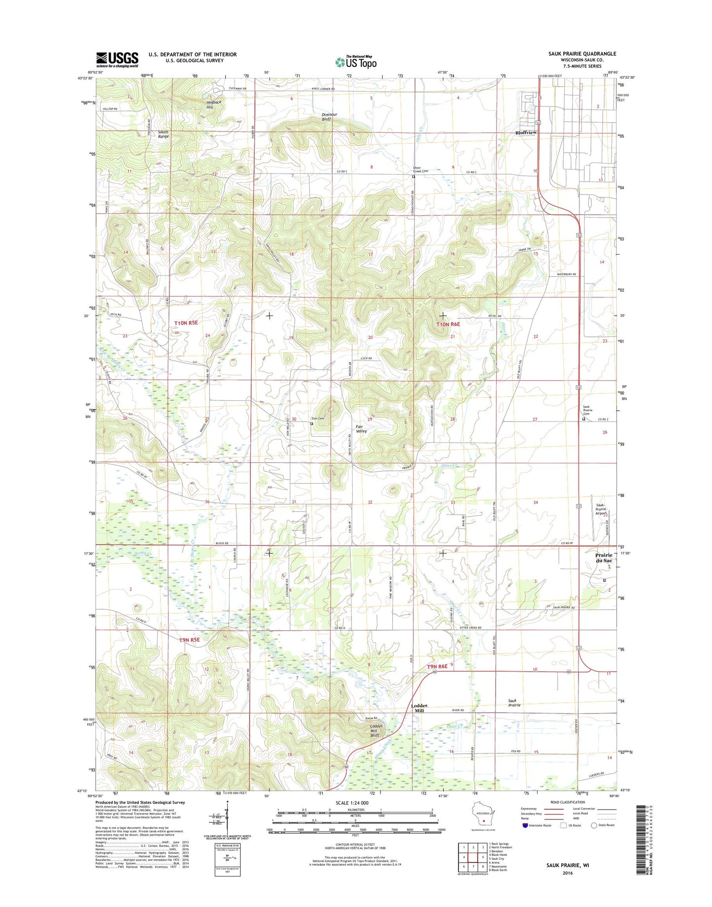 Sauk Prairie Wisconsin US Topo Map Image
