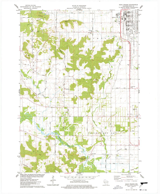 Classic USGS Sauk Prairie Wisconsin 7.5'x7.5' Topo Map Image