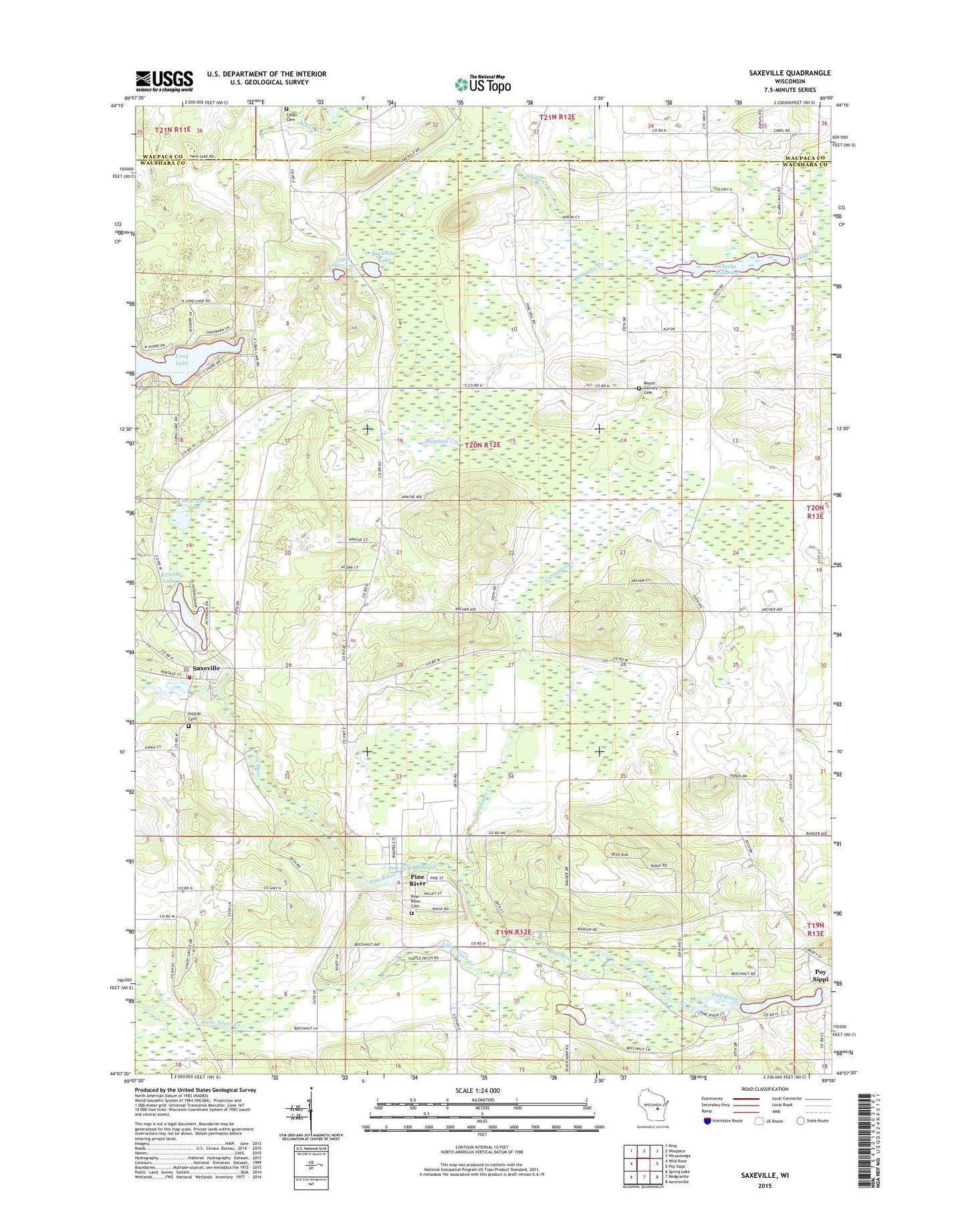 Saxeville Wisconsin US Topo Map Image
