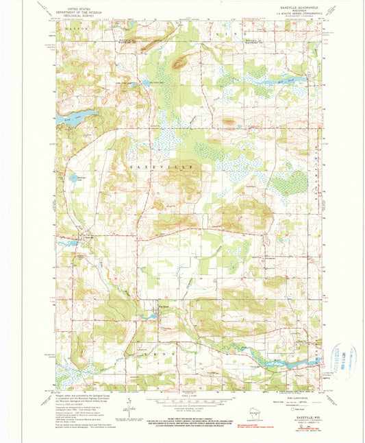 Classic USGS Saxeville Wisconsin 7.5'x7.5' Topo Map Image