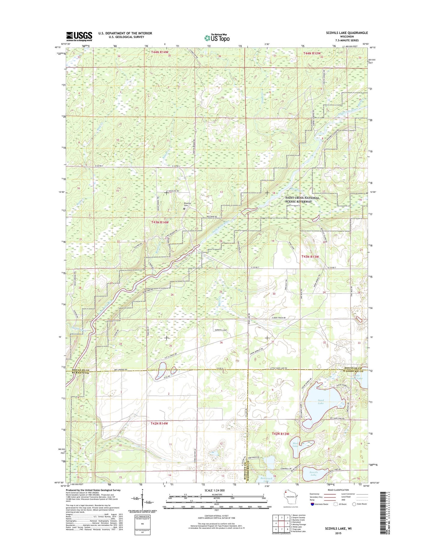 Scovils Lake Wisconsin US Topo Map Image