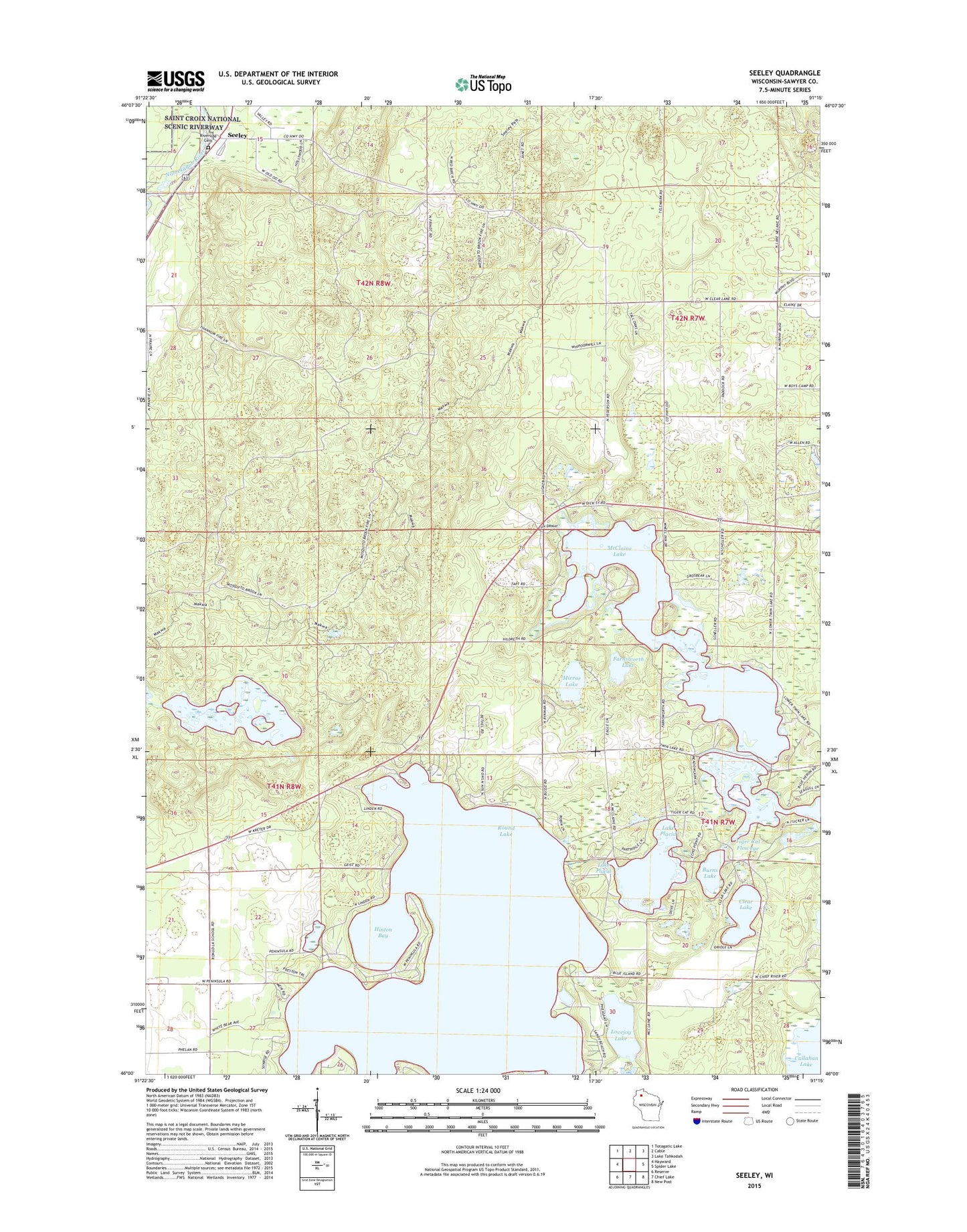 Seeley Wisconsin US Topo Map Image