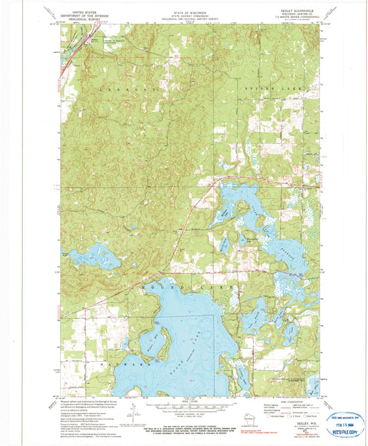 Classic USGS Seeley Wisconsin 7.5'x7.5' Topo Map Image