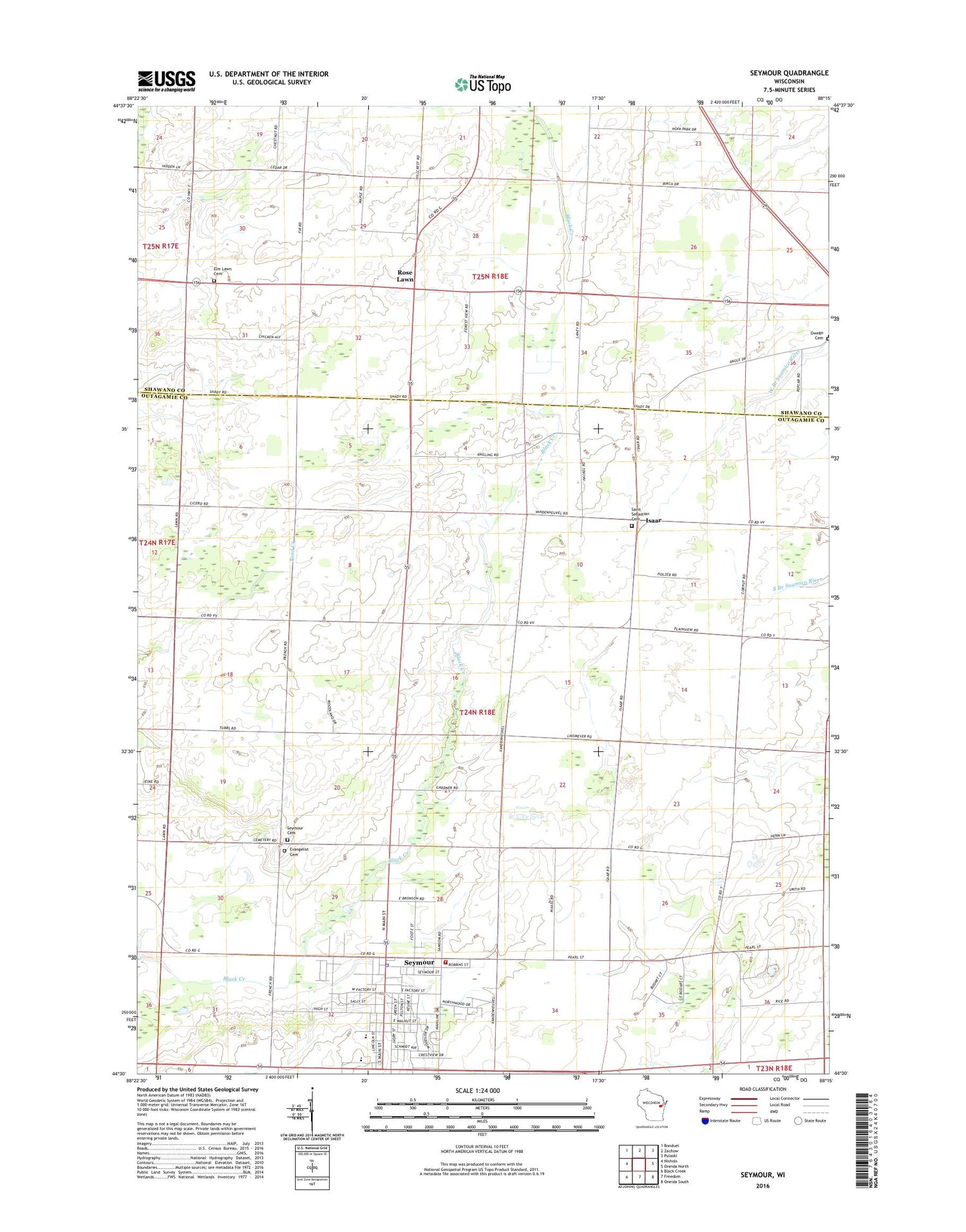 Seymour Wisconsin US Topo Map Image