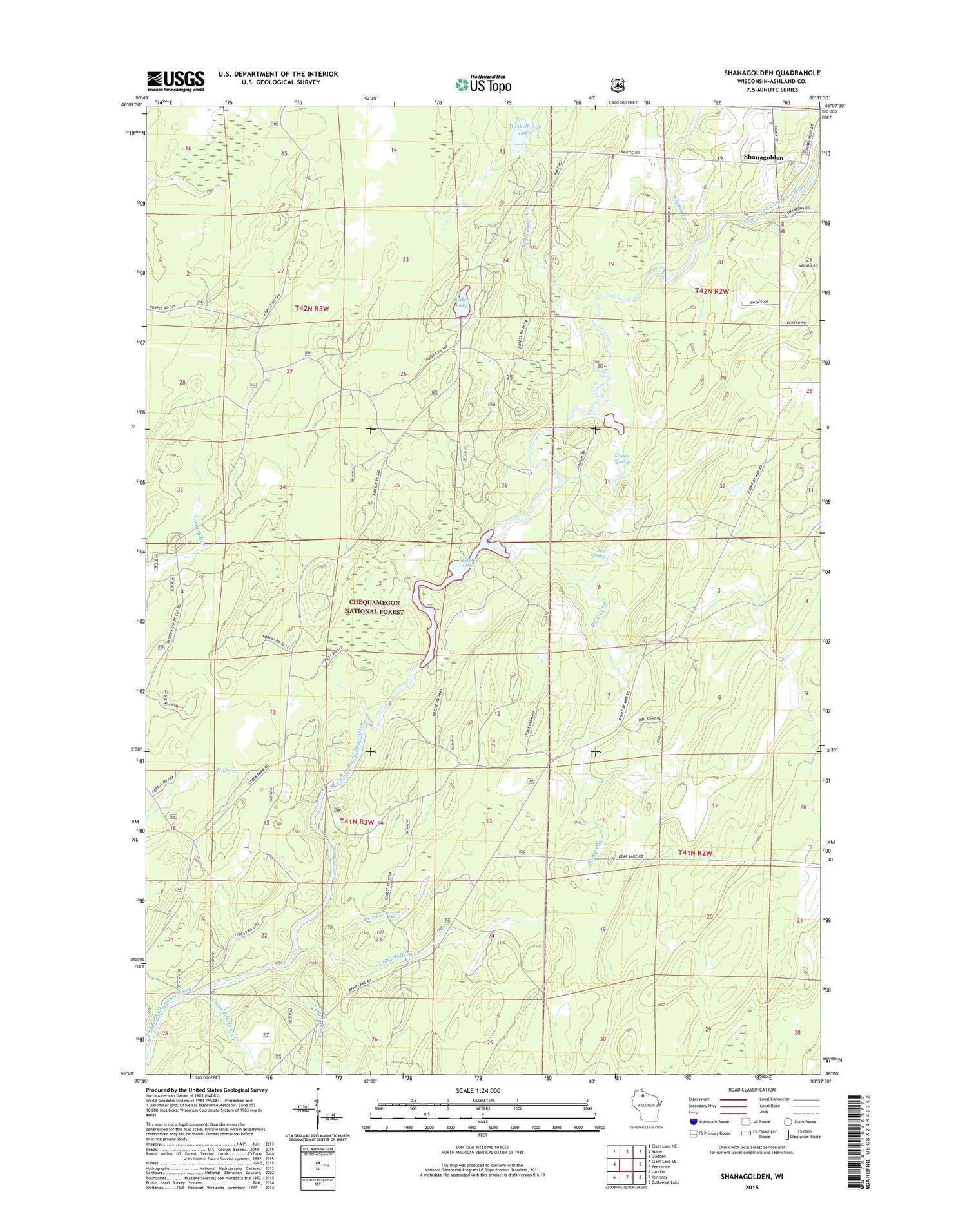 Shanagolden Wisconsin US Topo Map Image