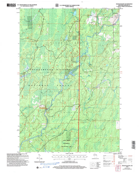 Classic USGS Shanagolden Wisconsin 7.5'x7.5' Topo Map Image