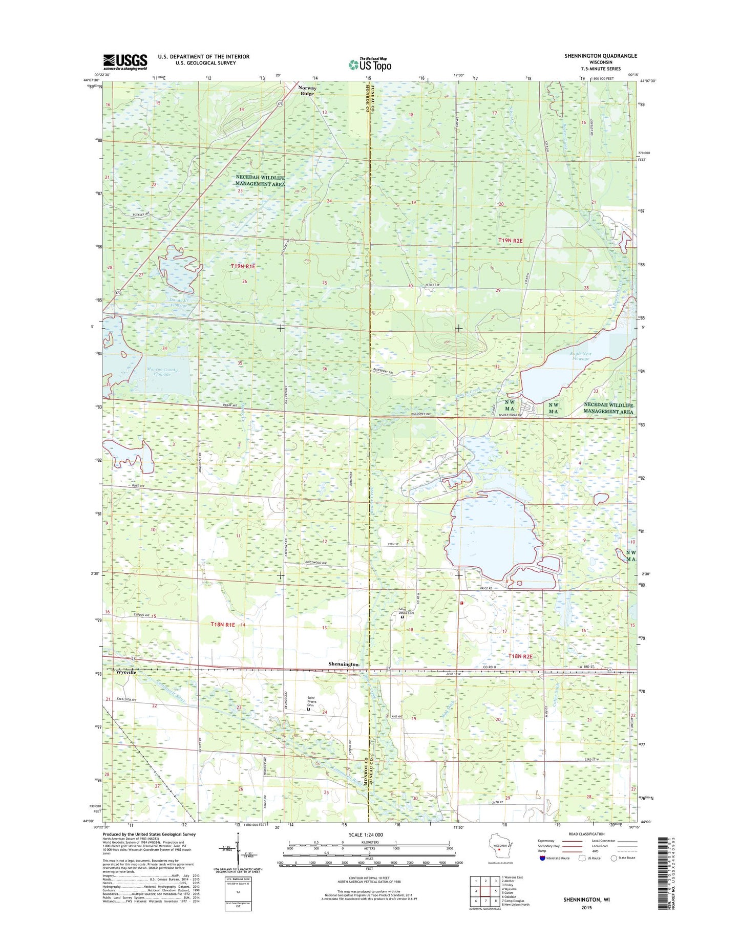 Shennington Wisconsin US Topo Map Image