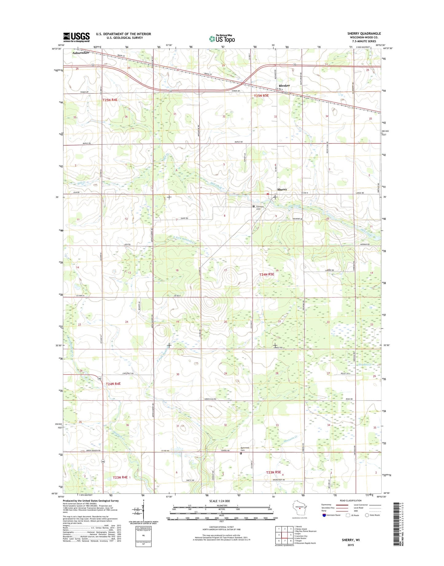 Sherry Wisconsin US Topo Map Image