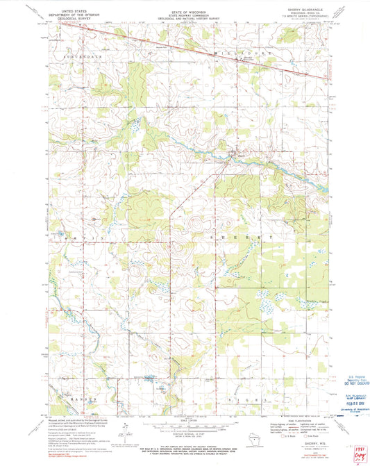 Classic USGS Sherry Wisconsin 7.5'x7.5' Topo Map Image