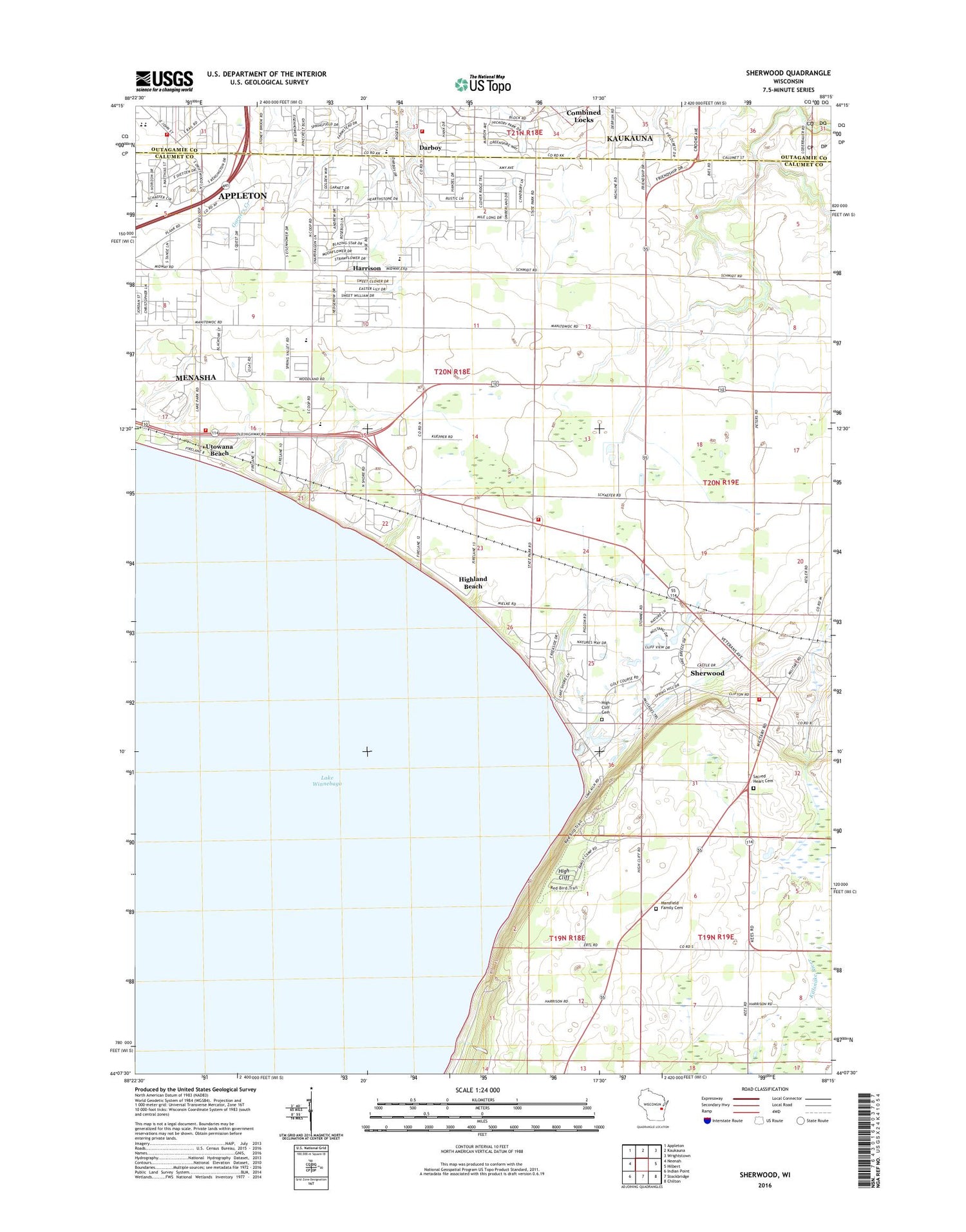 Sherwood Wisconsin US Topo Map Image