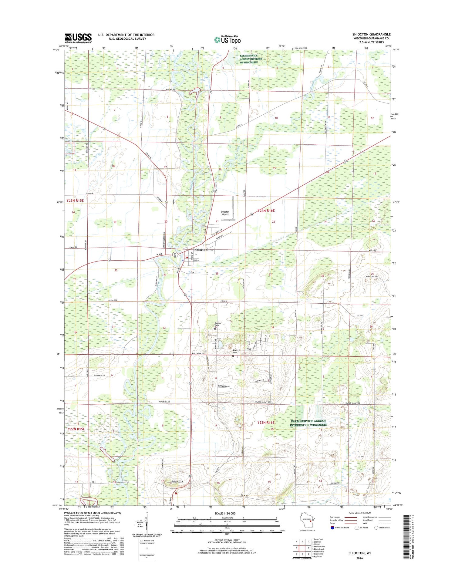 Shiocton Wisconsin US Topo Map Image