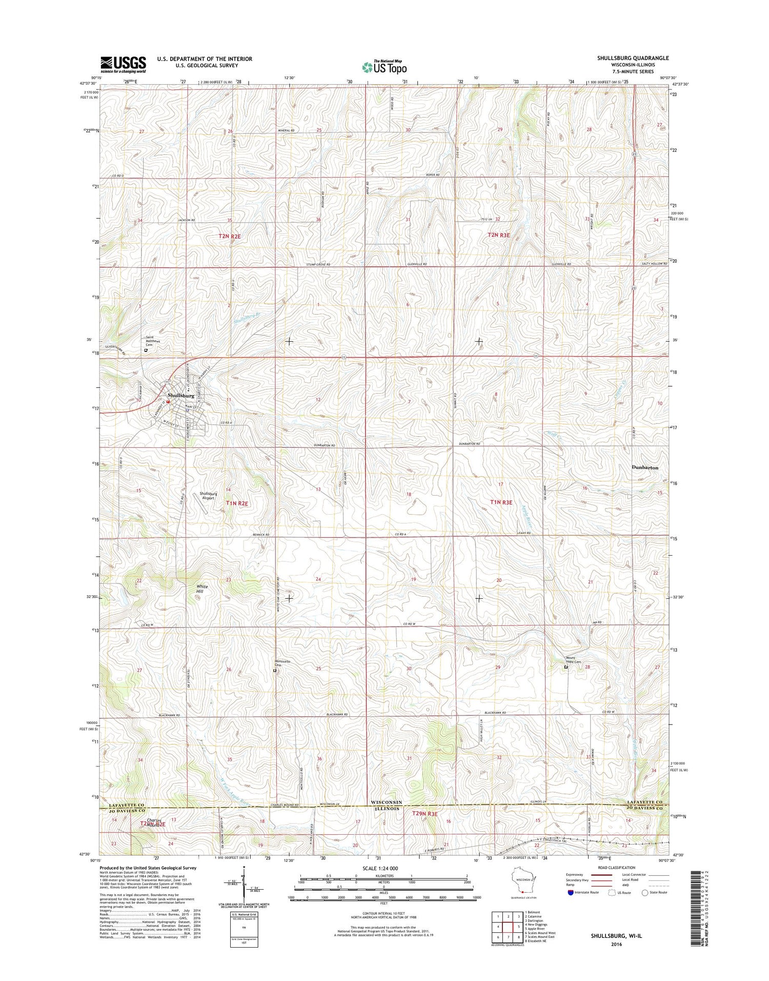 Shullsburg Wisconsin US Topo Map Image