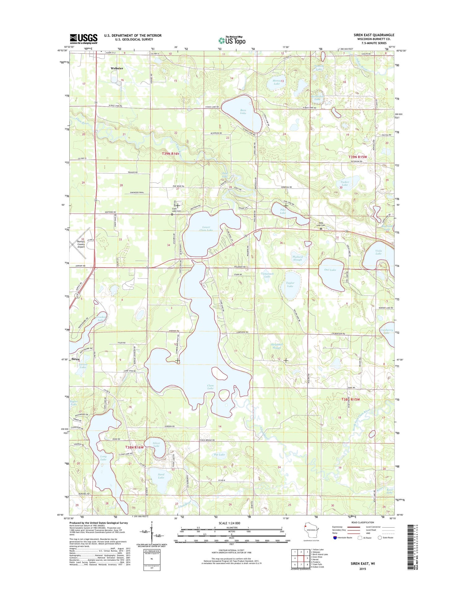 Siren East Wisconsin US Topo Map Image