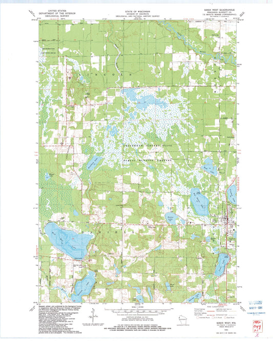 Classic USGS Siren West Wisconsin 7.5'x7.5' Topo Map Image