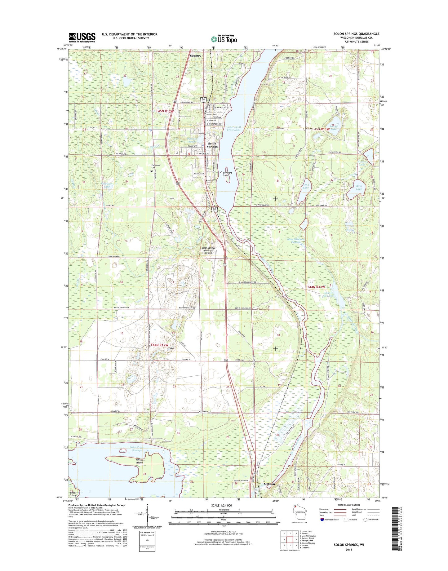 Solon Springs Wisconsin US Topo Map Image