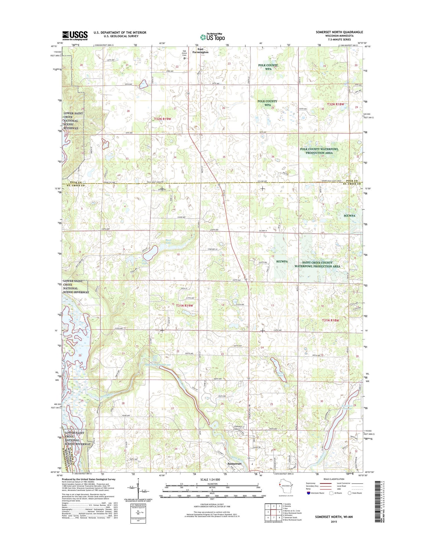 Somerset North Wisconsin US Topo Map Image