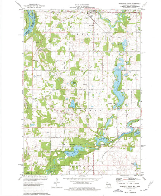 Classic USGS Somerset South Wisconsin 7.5'x7.5' Topo Map Image