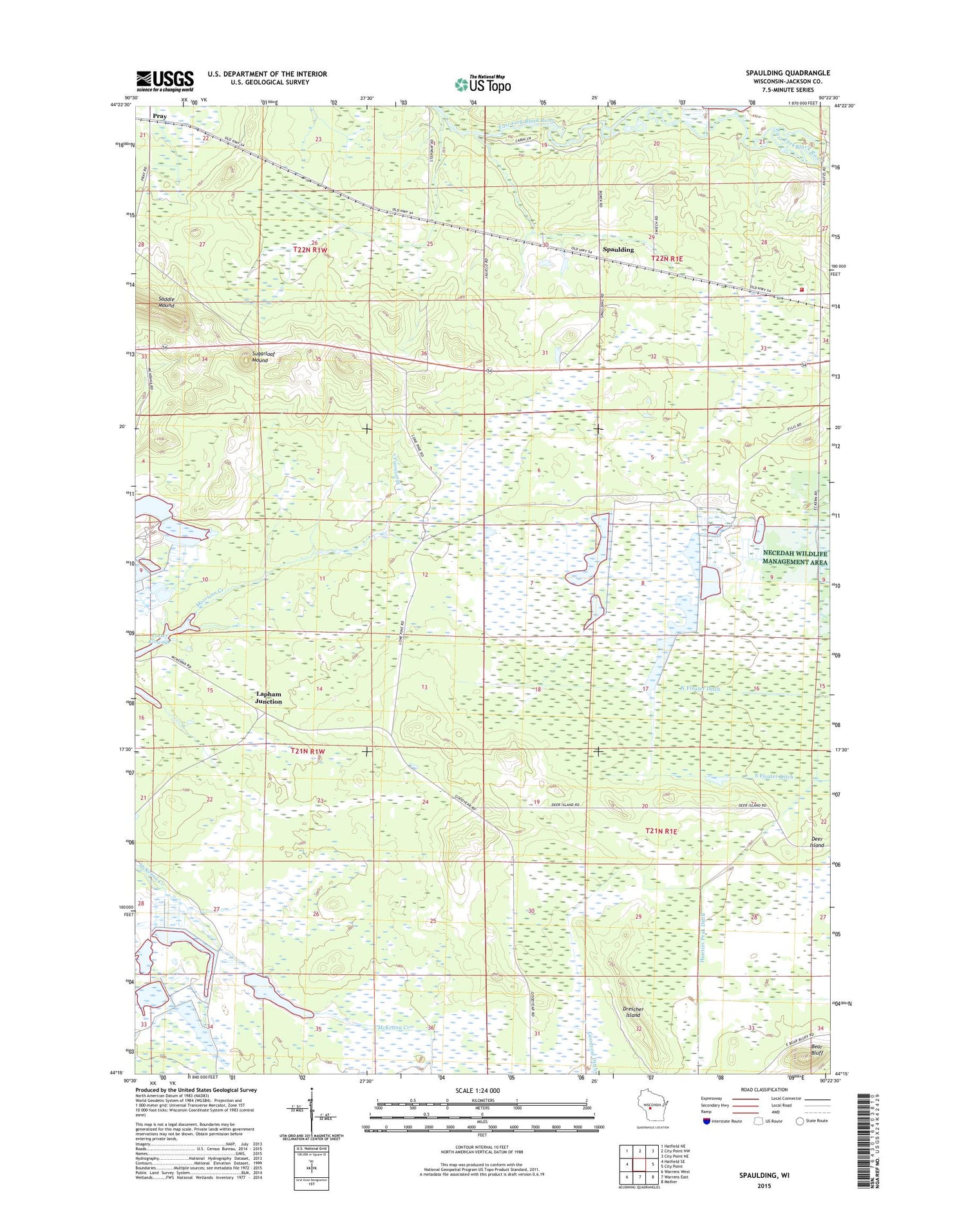 Spaulding Wisconsin US Topo Map Image