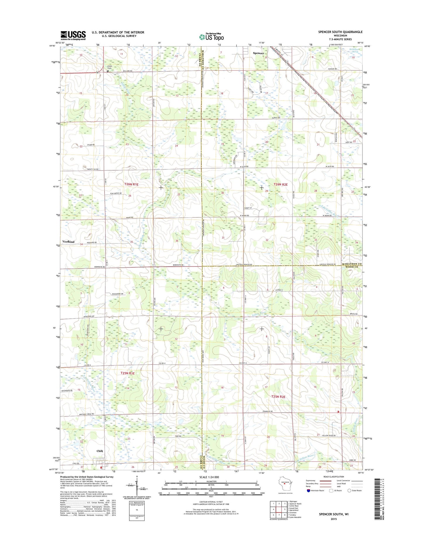 Spencer South Wisconsin US Topo Map Image