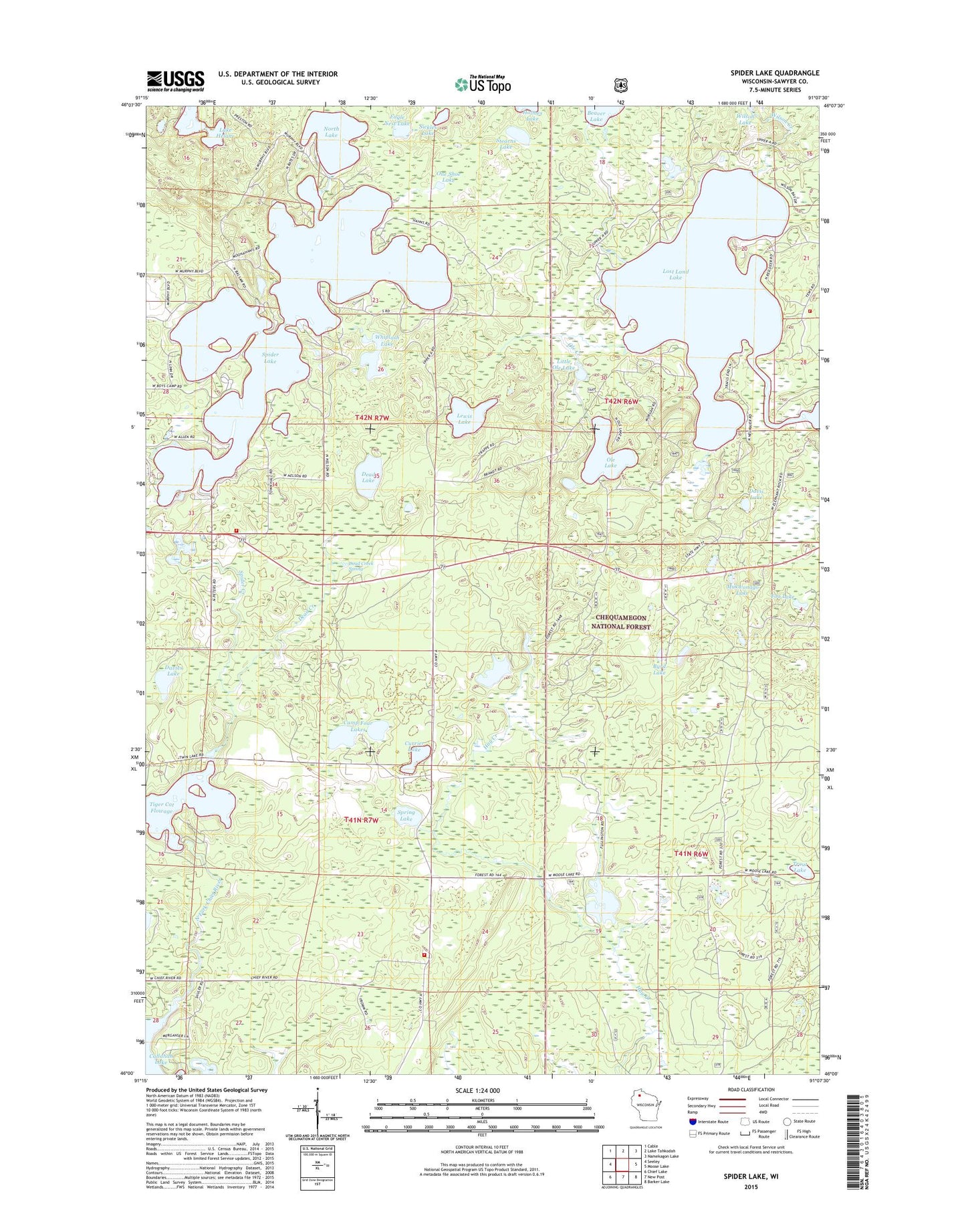 Spider Lake Wisconsin US Topo Map Image