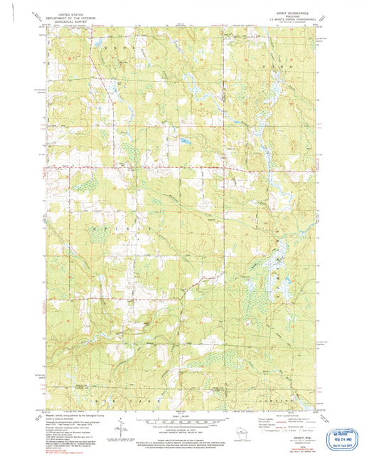 Classic USGS Spirit Wisconsin 7.5'x7.5' Topo Map Image
