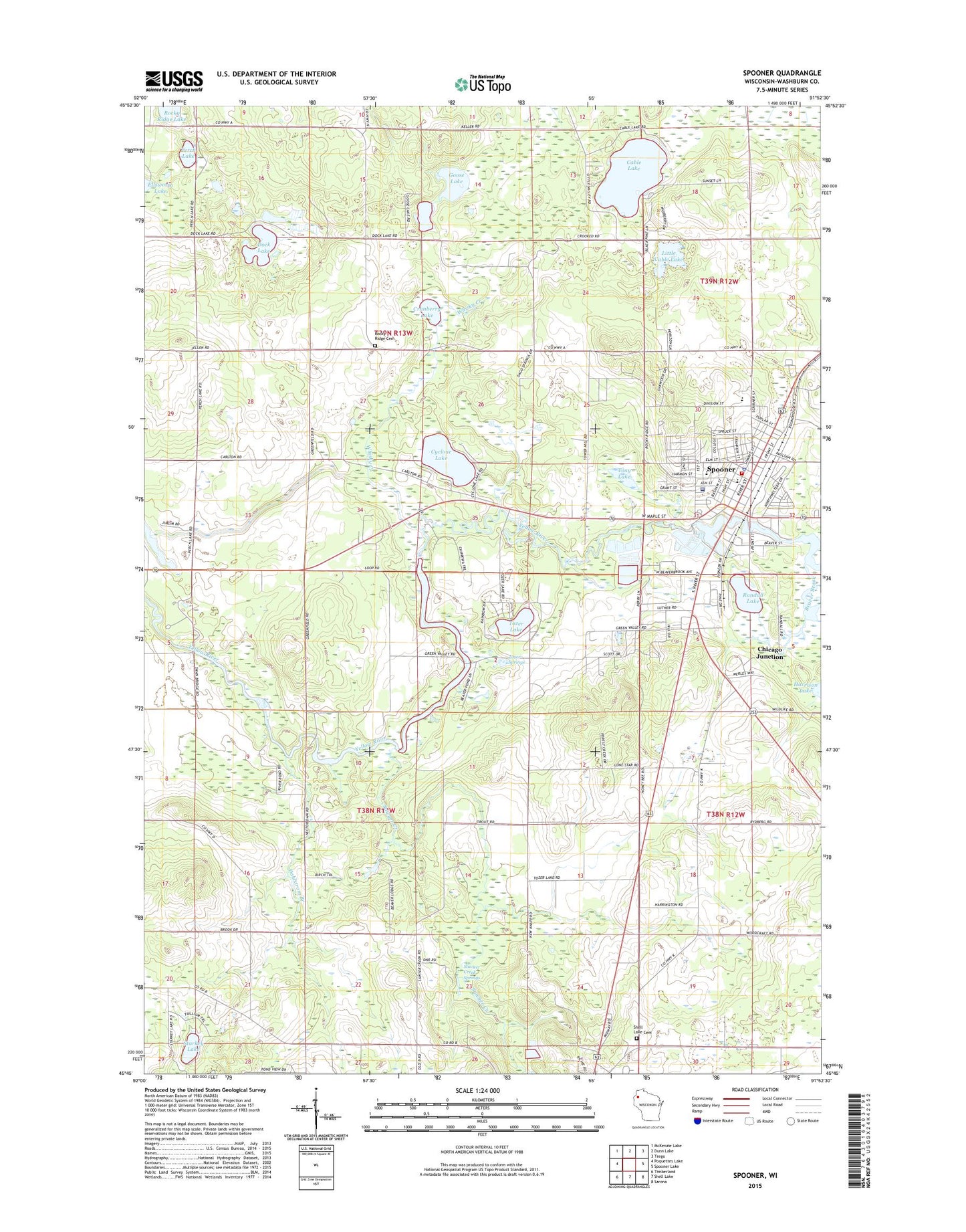Spooner Wisconsin US Topo Map Image