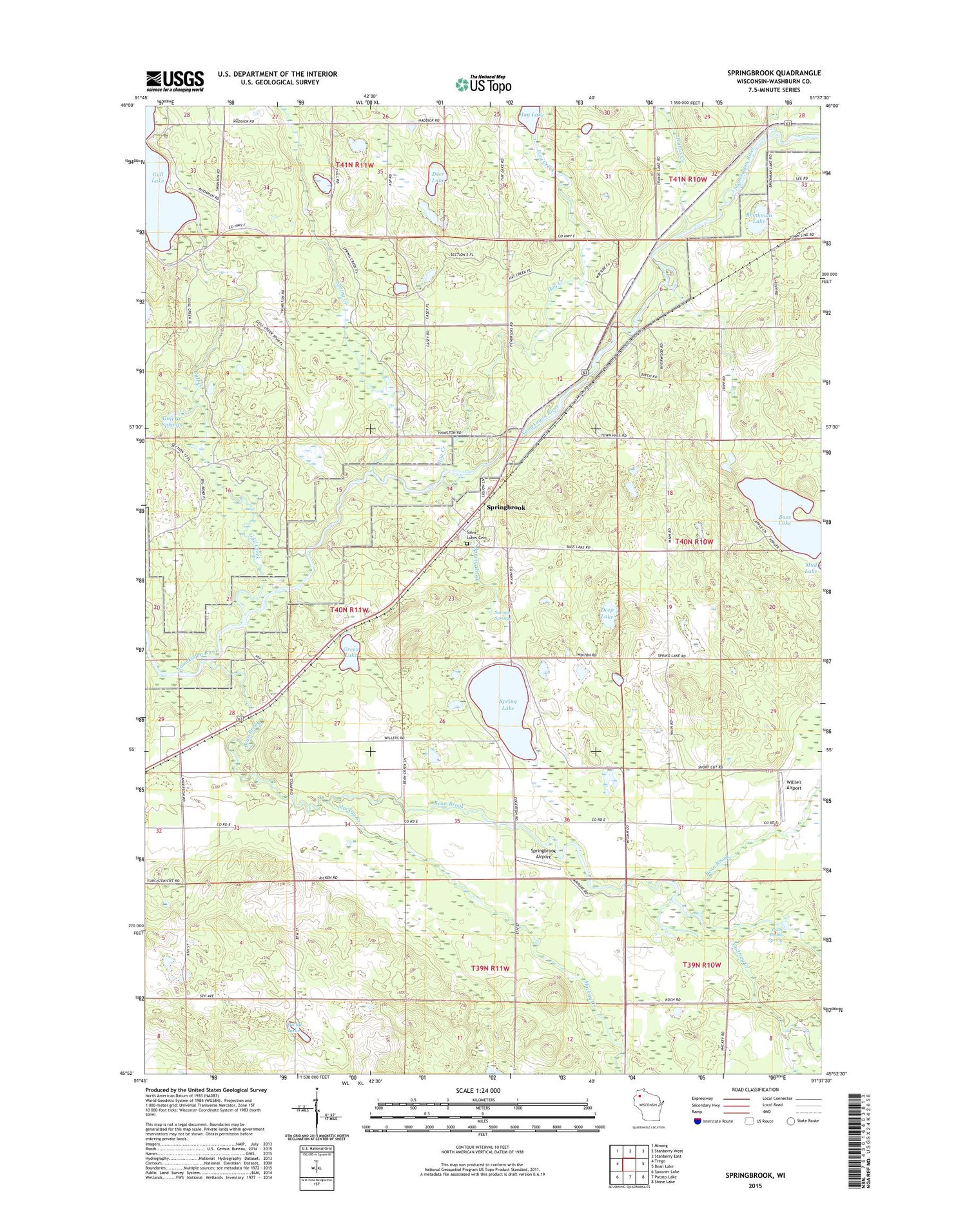 Springbrook Wisconsin US Topo Map Image