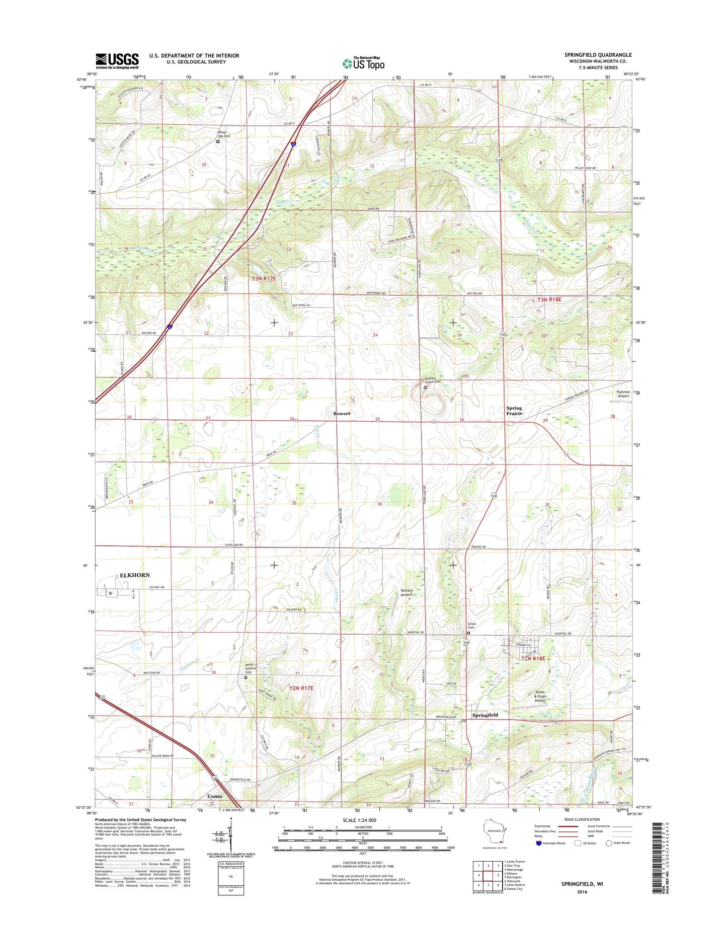 Springfield Wisconsin US Topo Map Image