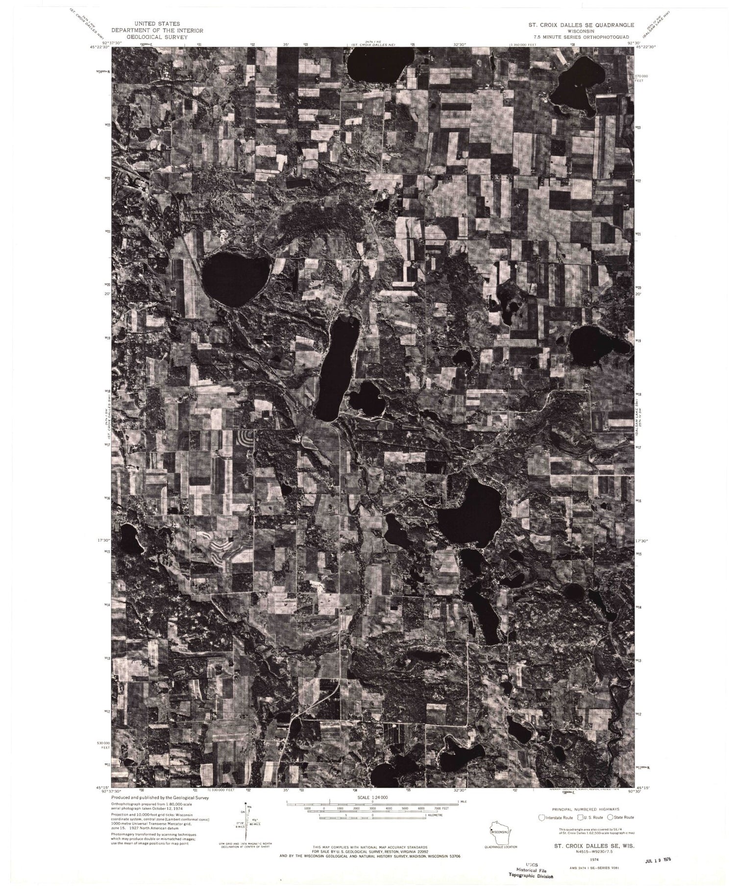 Classic USGS Nye Wisconsin 7.5'x7.5' Topo Map Image