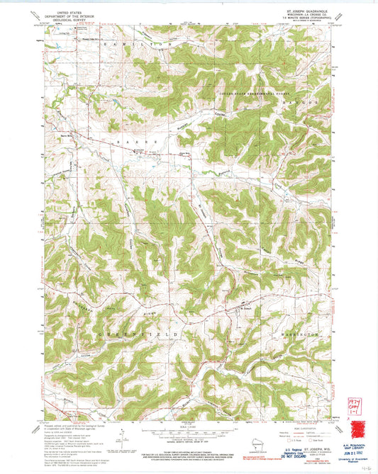 Classic USGS Saint Joseph Wisconsin 7.5'x7.5' Topo Map Image