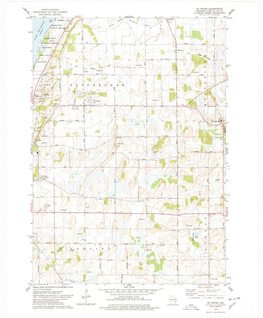 Classic USGS Saint Peter Wisconsin 7.5'x7.5' Topo Map Image