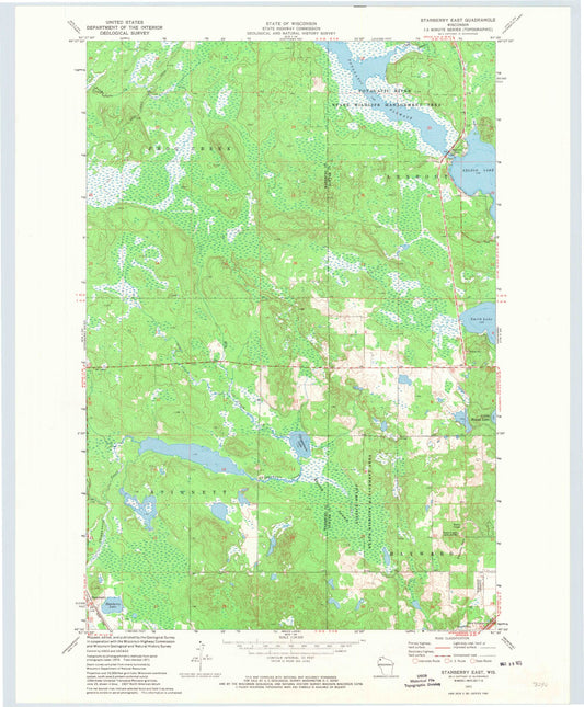 Classic USGS Stanberry East Wisconsin 7.5'x7.5' Topo Map Image