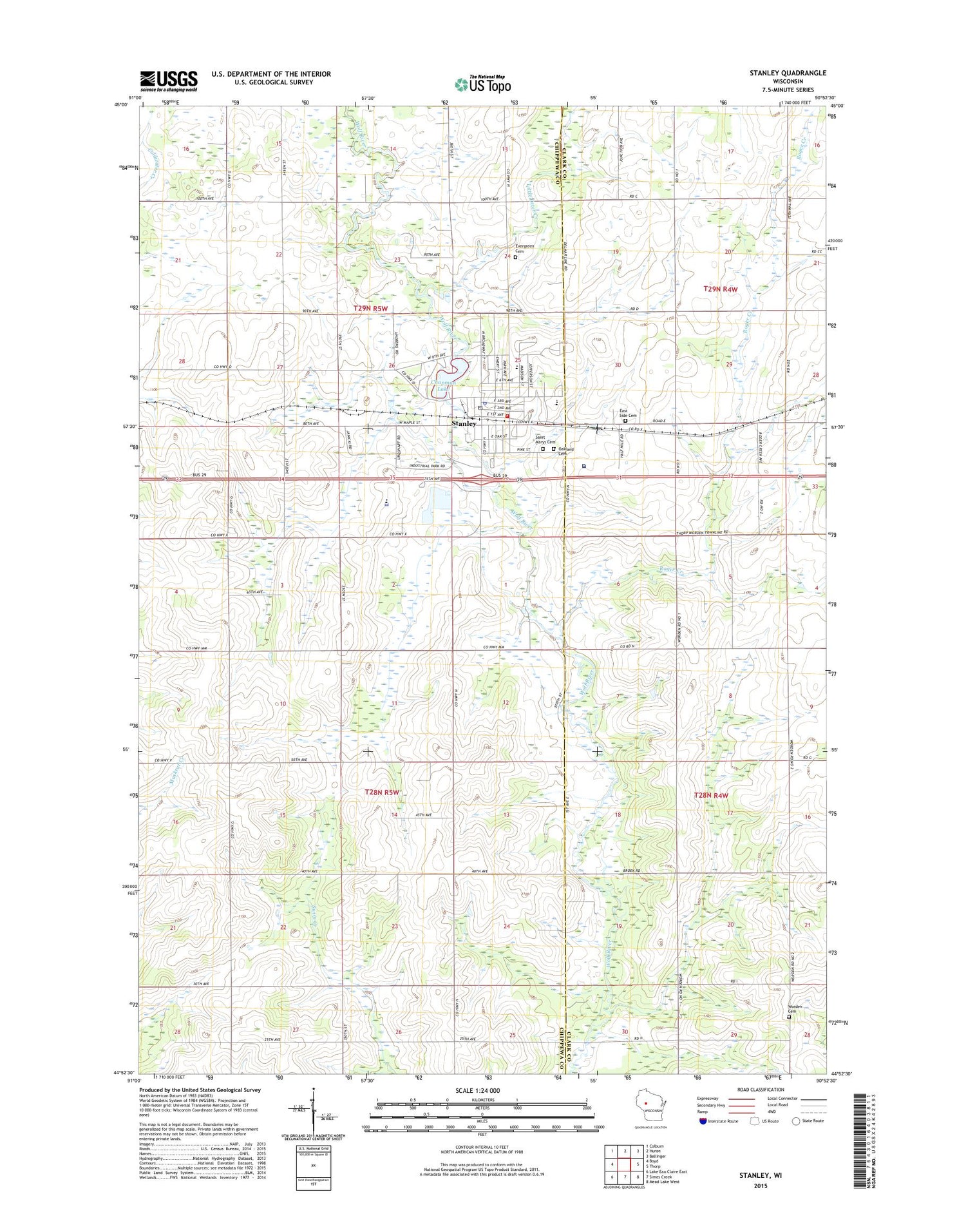 Stanley Wisconsin US Topo Map Image