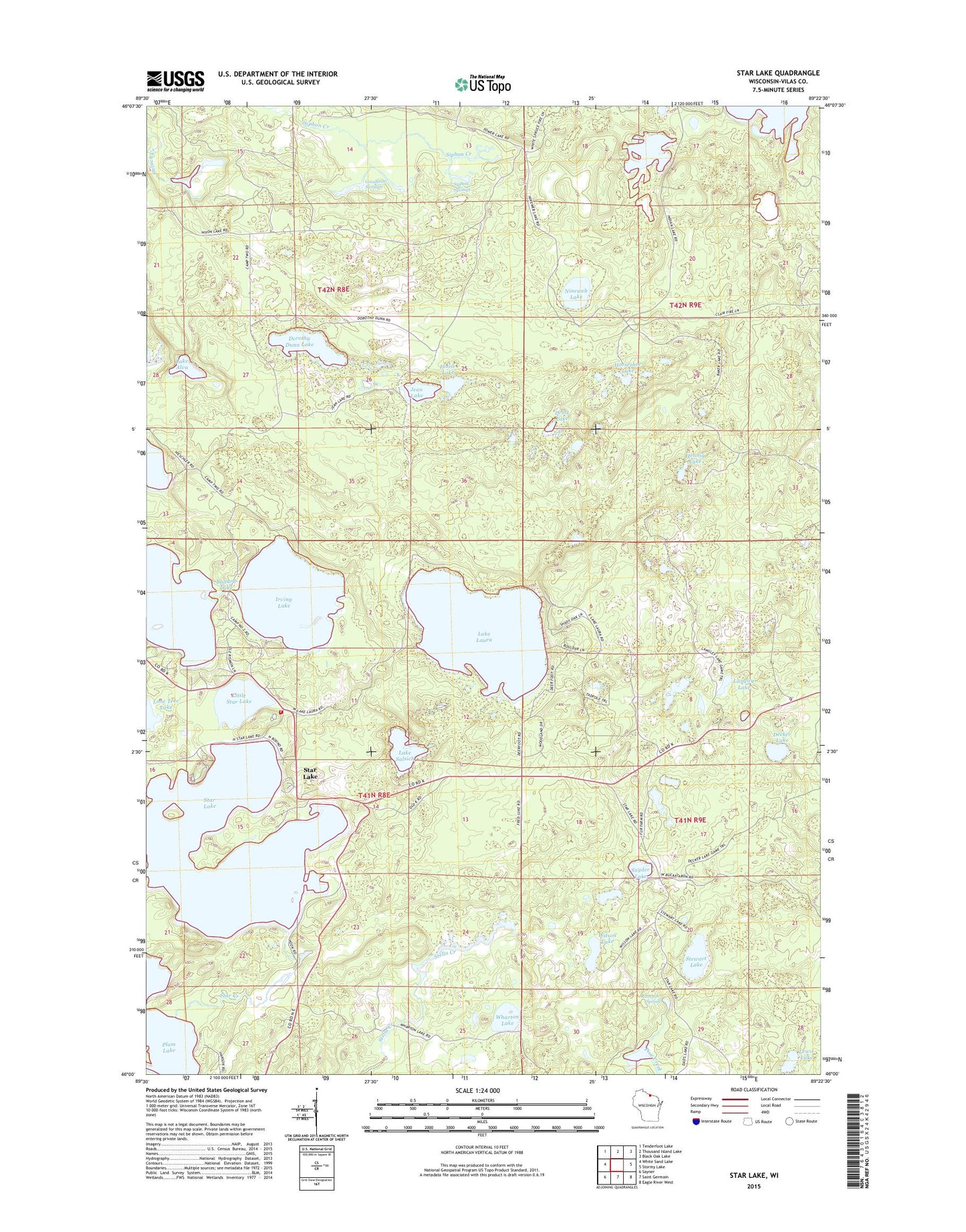 Star Lake Wisconsin US Topo Map Image