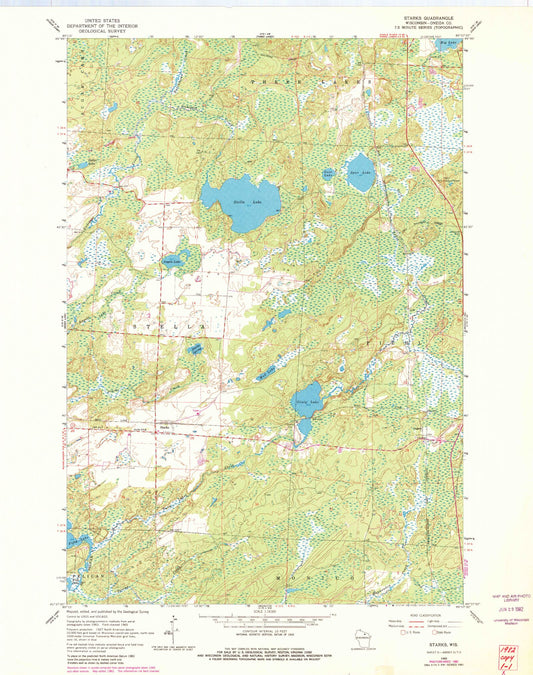 Classic USGS Starks Wisconsin 7.5'x7.5' Topo Map Image
