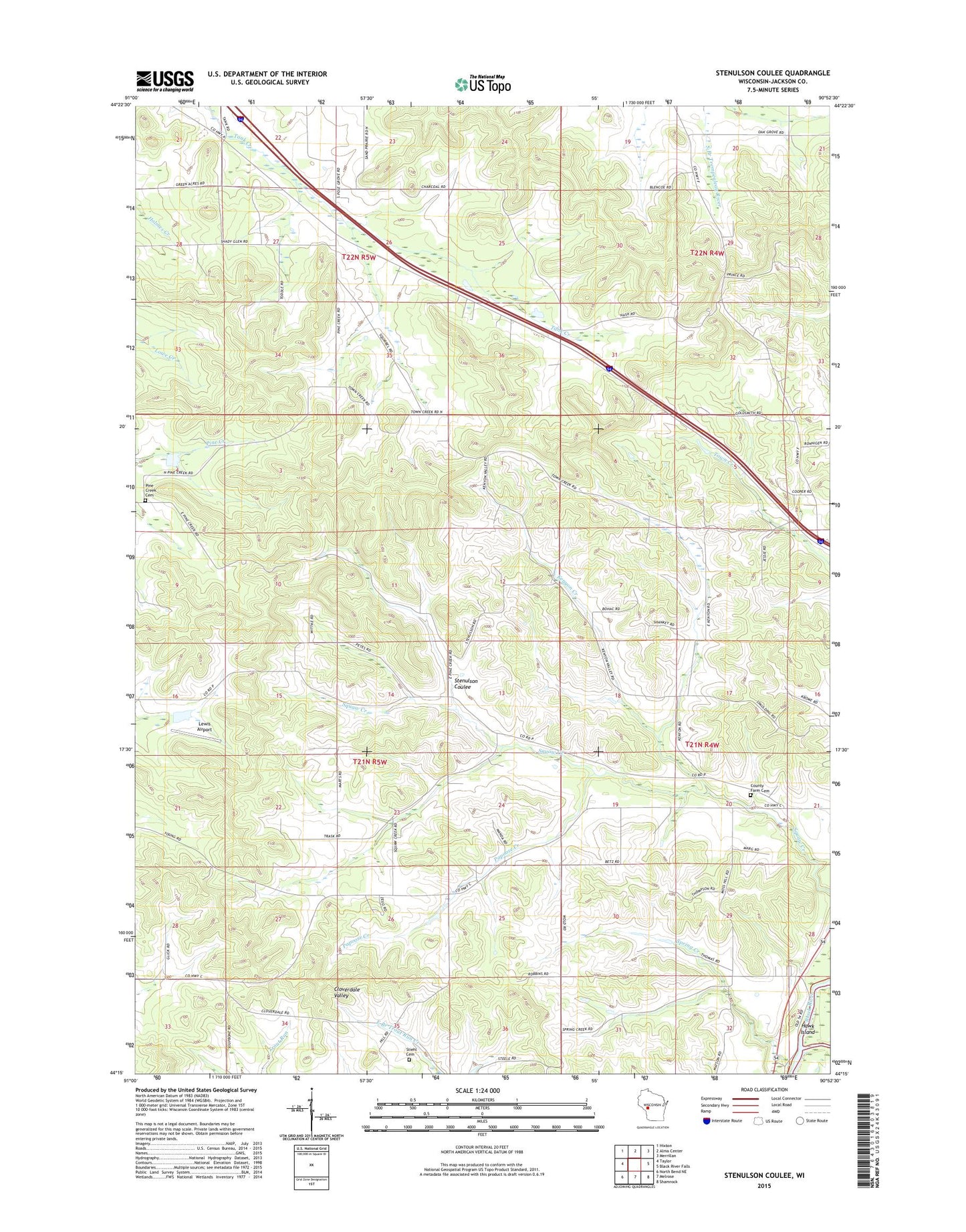 Stenulson Coulee Wisconsin US Topo Map Image