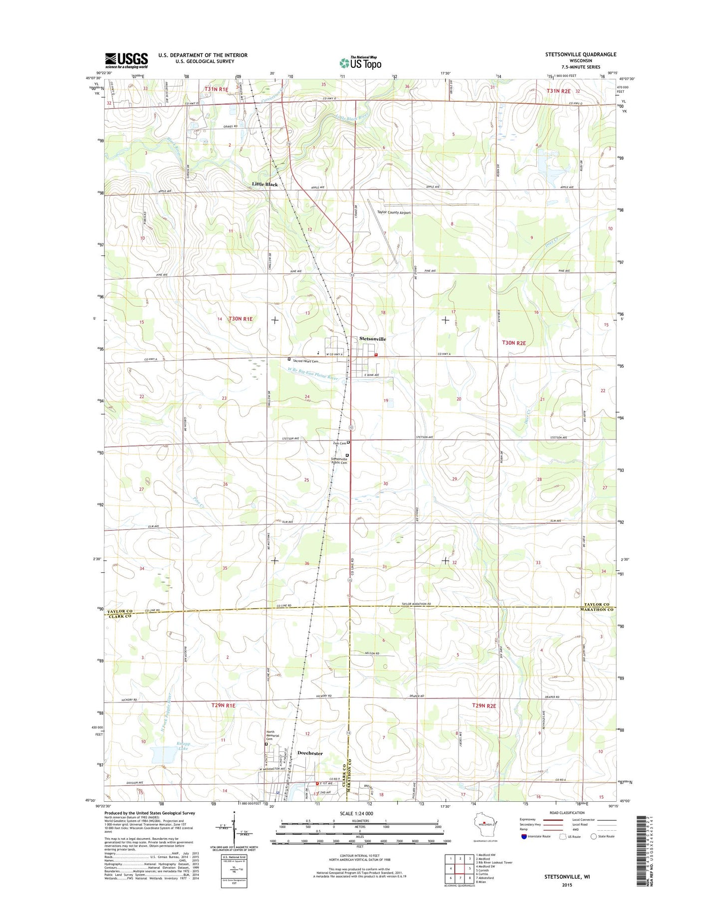 Stetsonville Wisconsin US Topo Map Image