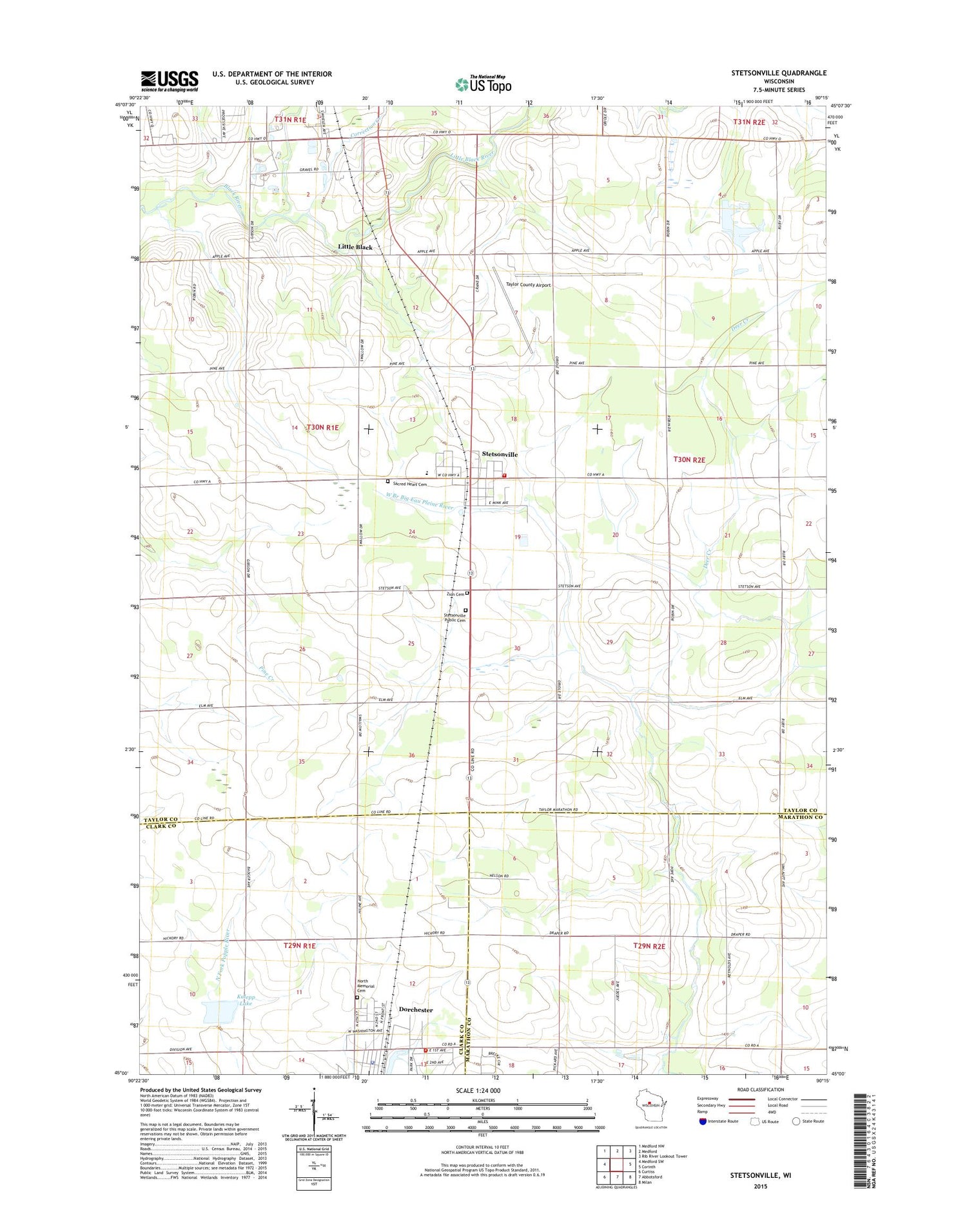 Stetsonville Wisconsin US Topo Map Image