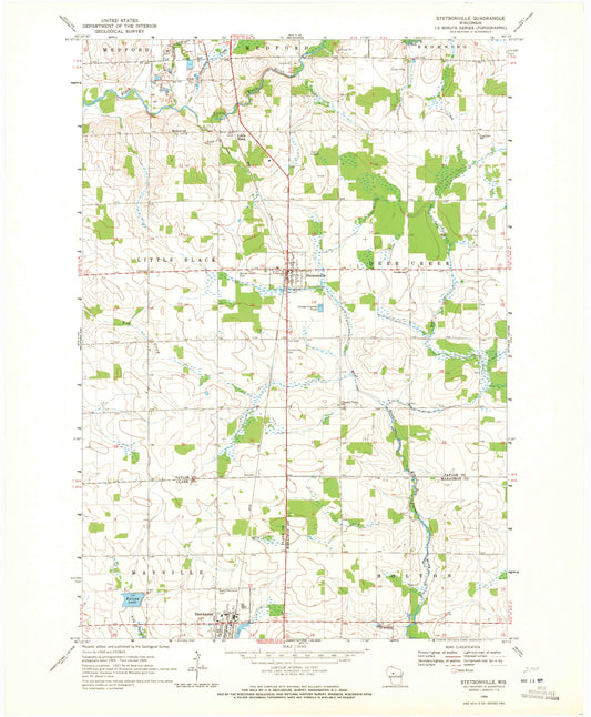 Classic USGS Stetsonville Wisconsin 7.5'x7.5' Topo Map Image