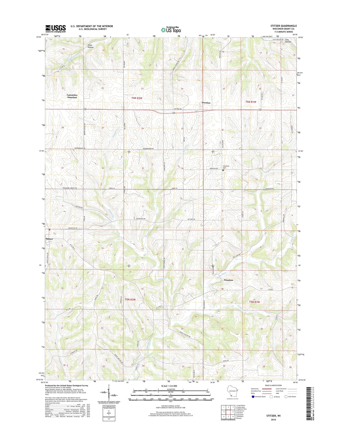 Stitzer Wisconsin US Topo Map Image