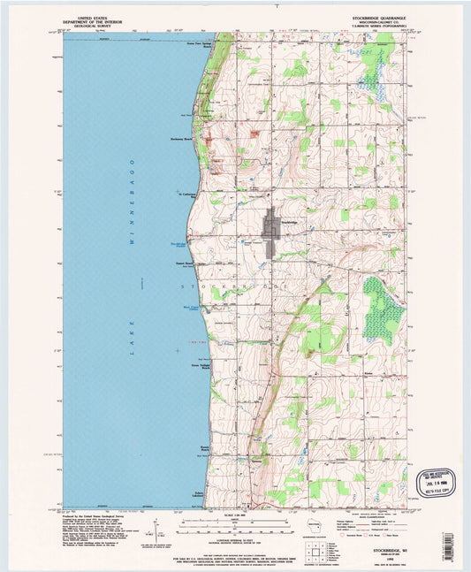 Classic USGS Stockbridge Wisconsin 7.5'x7.5' Topo Map Image