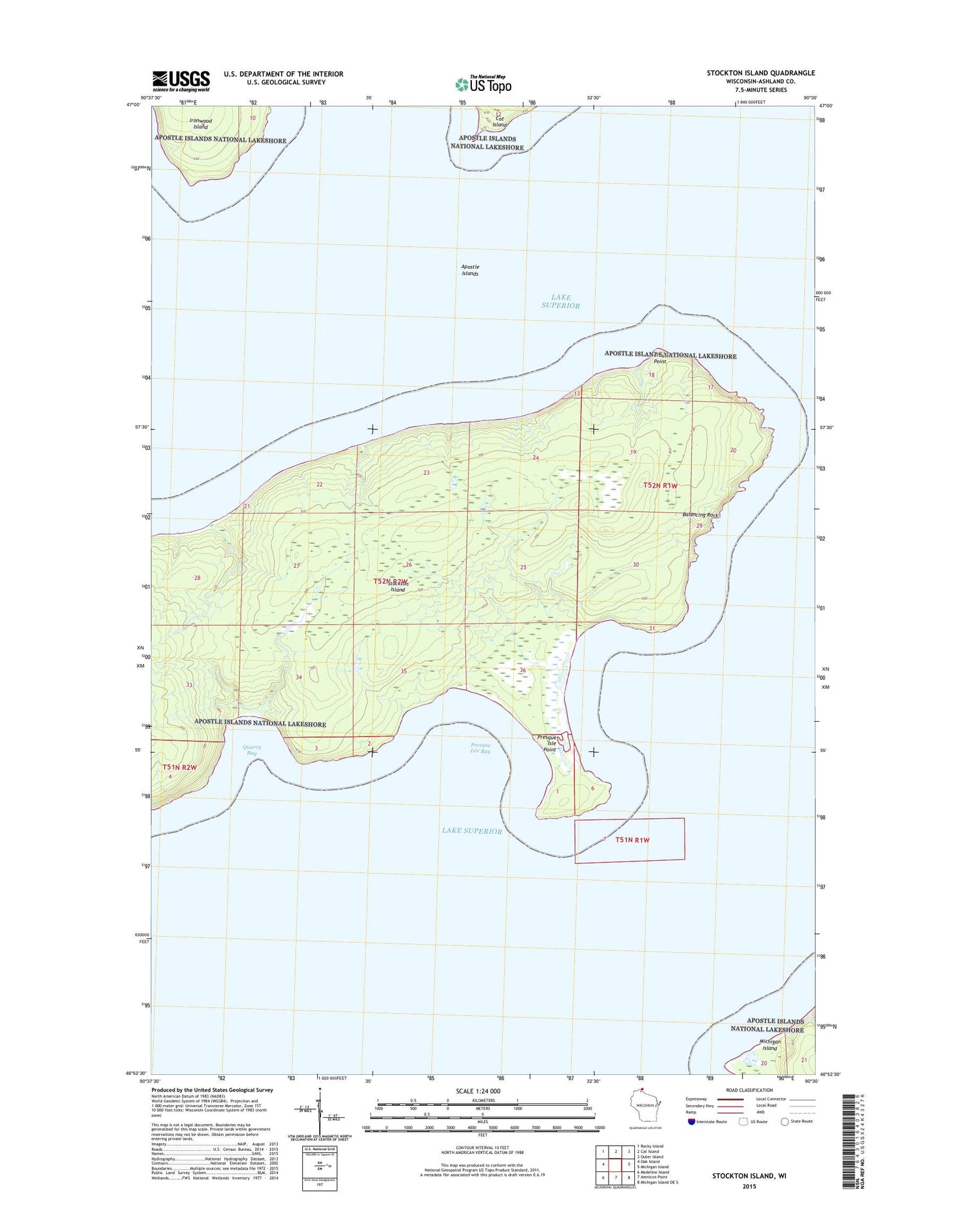 Stockton Island Wisconsin US Topo Map Image