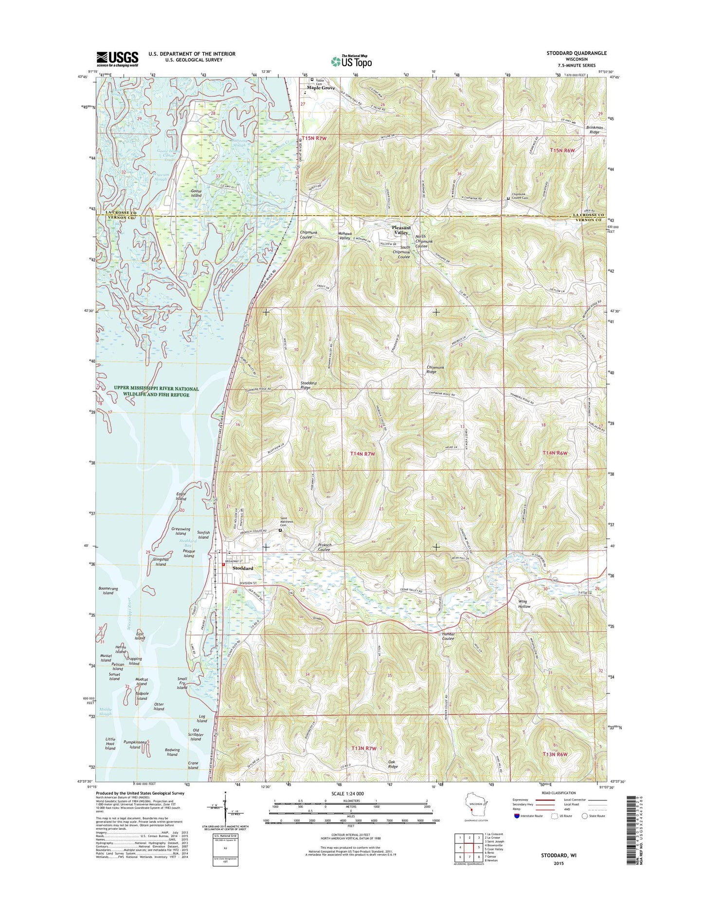 Stoddard Wisconsin US Topo Map Image